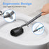 HAMITOR Toilet Bowl Brush Holder Set, Curved Design with Holder for Deep Cleaning, Compact Hidden Scrubber, Gray