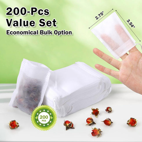 POSTANTIN 200Pcs (3.54x2.75 Inch) Disposable Tea Bags for Loose Leaf Tea, Empty Tea Filter Bags for Cooking, Infuser