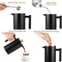 Miuly Black Coffee Press, Stainless Steel French Press Coffee Maker, 350ml/12oz with 2 Filter Mesh, Black