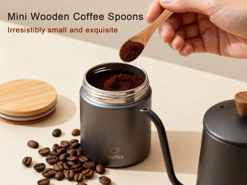 UANJBYO 6 Set 3 (4.9", 5.9", 7.1") Piece Small Wooden Spoons - Premium Beech Wood Spoons in Sizes for Honey, Tea
