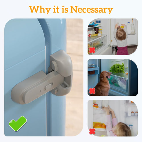 SAFELON 2 Pcs Child Proof Baby Safety Fridge Lock, Protect Refrigerators with Damaged Sealing Strips (Grey)