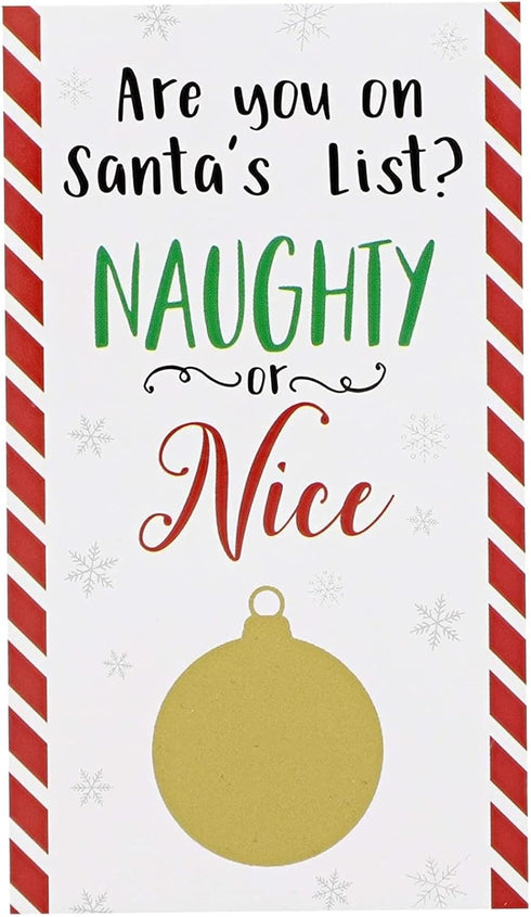 Paper Junkie 60 Pack Christmas Scratch Off Cards for Adults, Naughty or Nice Card for Holiday Party Celebration