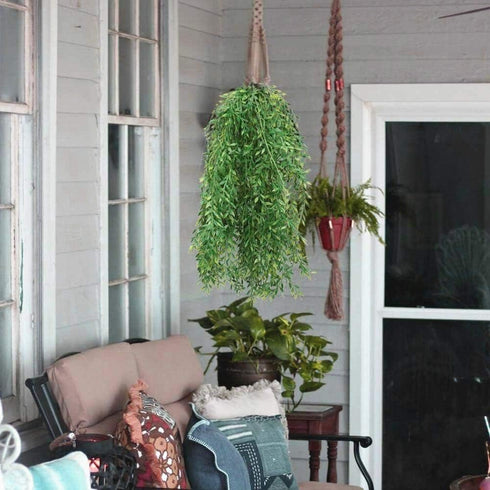 Artificial Hanging Vine - Weeping Willow Plastic Plants, Faux Ivy Garland for Indoor Outdoor Decor (4 Pcs)