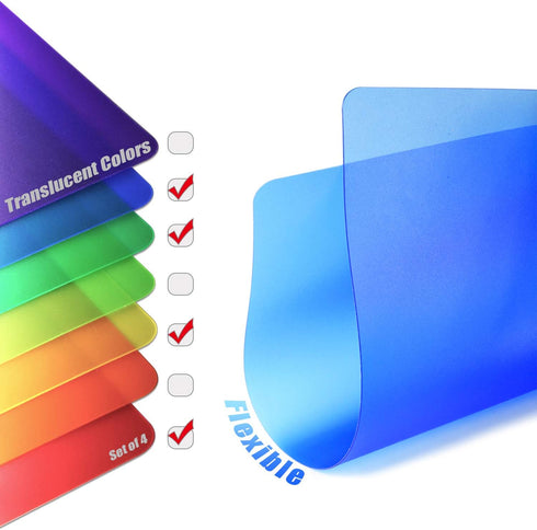 Fotouzy Flexible Plastic Cutting Boards for Kitchen, Set of 4 Translucent Colors Cutting Mats 15 x 12 In, BPA-Free,