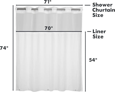 River Dream Plastic Snap in Shower Curtain Liner Replacement with Magnets, Removable Liner (1, Plastic-Update)