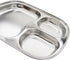 Korean Stainless Steel Divided Plates, Kids Tray, BPA Free 3 Compartment Plate, Set of 2 Silver