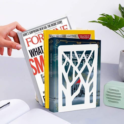 2 Book Ends, Bookends, Bookends for Shelves, Bookend, Book Ends for Heavy Books, White Metal Book Shelf Holder Home