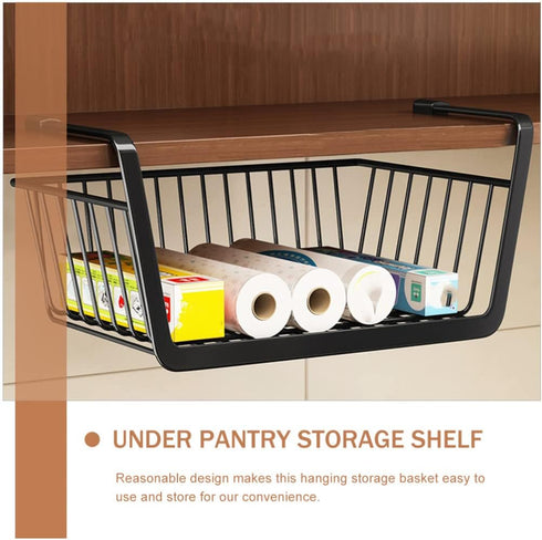 Zerodeko Under Shelf Basket - Hanging Wire Storage Baskets for Kitchen Pantry, Desk, Bookshelf Organizer