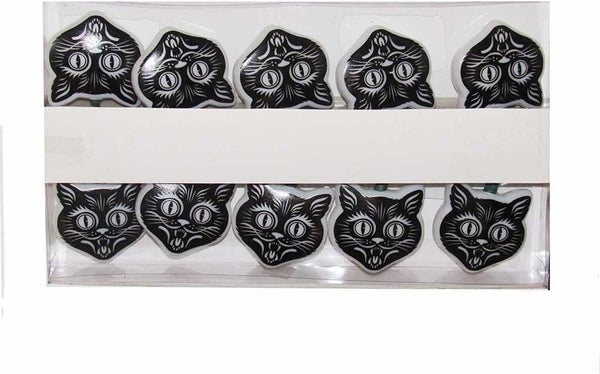 Kurt Adler HW1724 10-Light Orange Flicker LED Black Cat Light Set