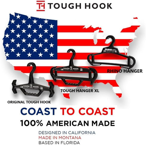 Rhino Tough Hook Heavy Duty Clothes Hangers - USA-Made Military Grade Coat Hanger for Body Armor & Jacket, 200-lb