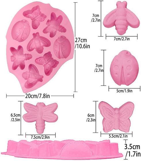 3 pcs Silicone Chocolate Molds, VEINARDYL 24-Cavity Insect 3D Muffin Mould Kitchen Pastry Baking Pan for Fat Bomb Cake Candy Cupcake Soap Candle - Pink by VEINARDYL