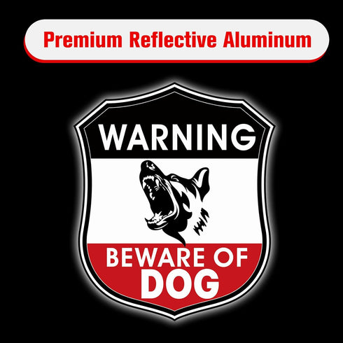 Zonon 2 Pcs Beware of Dog Sign for Fence - 10 x 8.5 Inch Reflective Aluminum Warning Sign for Home, Yard