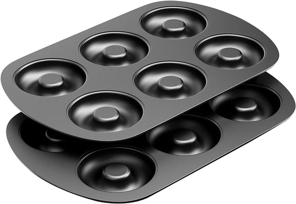 Tiawudi Non-Stick 6-Cavity Donut Baking Pans, Set of 2 for Full-Sized 3 1/4" Donuts