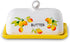 Lemon Butter Dish with Lid, Yellow Ceramic Large Butter Holder with Cover, Painted Butter Tray