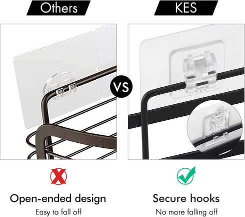 KES Shower Caddy Corner, Self-Adhesive Stainless Steel Shower Organizer, Matte Black 2 Pack