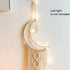 Boho Macrame Woven Wall Hanging, Crochet Crescent Moon Star Dream Catcher, Long Tassel White Cotton Handmade Decor