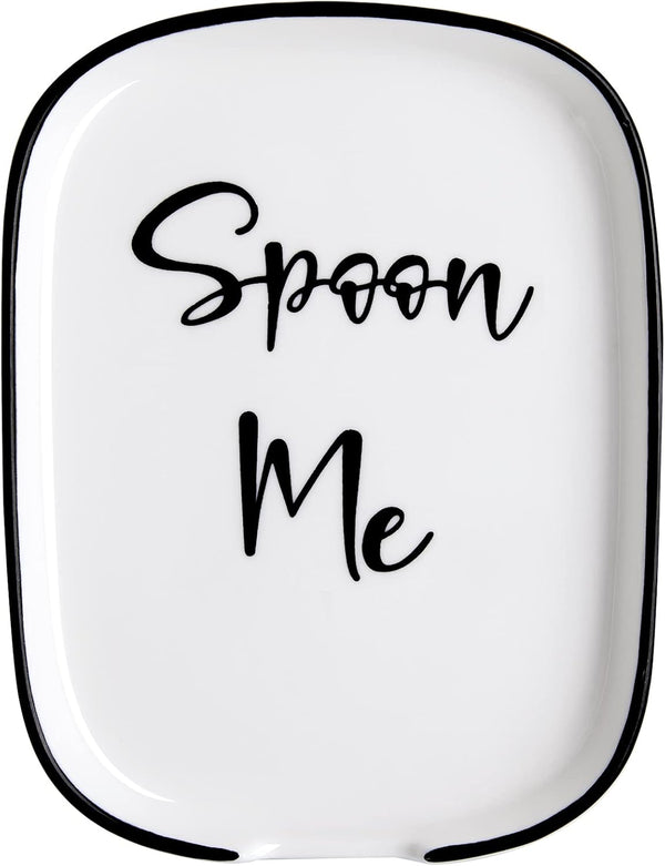 Ceramic Spoon Rest for Stove Top - Large Spoon Holder for Kitchen Counter, White Coffee Spoon Rest, Heat-Resistant