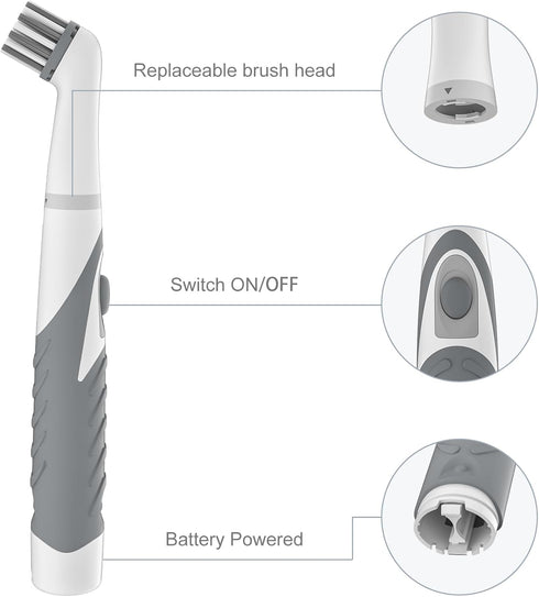 Electric Cleaning Brush with 4 in 1 Multiple Brush Heads, Indoor Household Cordless Motorized Brush for Bathroom Toilet Kitchen Tile Crevice(Grey) by Pest Reject Pro