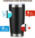 MEWAY 20oz Double Wall Vacuum Insulated Travel Mug, Stainless Steel Tumbler with Lid and Straw, Black