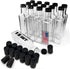 Quadra Bottles 8.5 Oz - 15 Sets of Premium Glass Square Bottles with Leak Proof Airtight Caps, Black