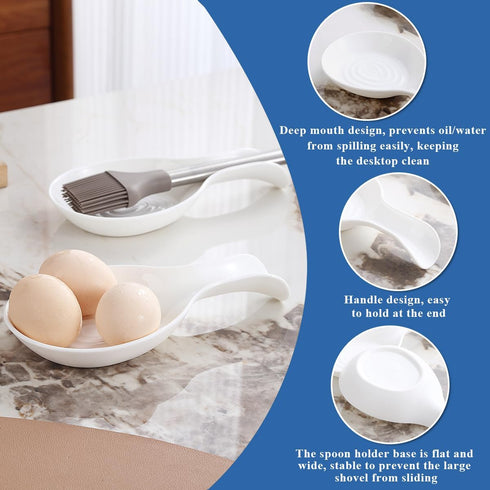Kyraton Spoon Rest 2 Pack, Plastic Holder for Kitchen Counter, Utensil Rack for Spoons, Tongs, Spatulas