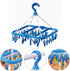 SteelFever Clothes Drying Hanger, Foldable Drying Rack with 32 Clips for Clothes, Underwear, Socks (Blue)