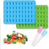 homEdge Silicone Gummy Bear Candy Molds - Set of 4 Packs Non Stick Food Grade Chocolate Gummy Mold with 2 Dropper -