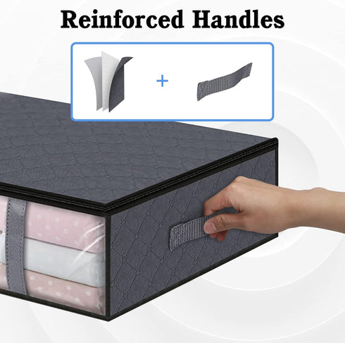 StorageRight Storage Bins, Foldable Blanket Storage Bags, Under Bed Containers for Organizing Clothing, Bedroom, 2-Pack