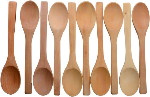 10 Pcs 7 inch Ecofriendly Handle Long Wooden Spoons, Coffee Honey Tea Stirrer Tableware
