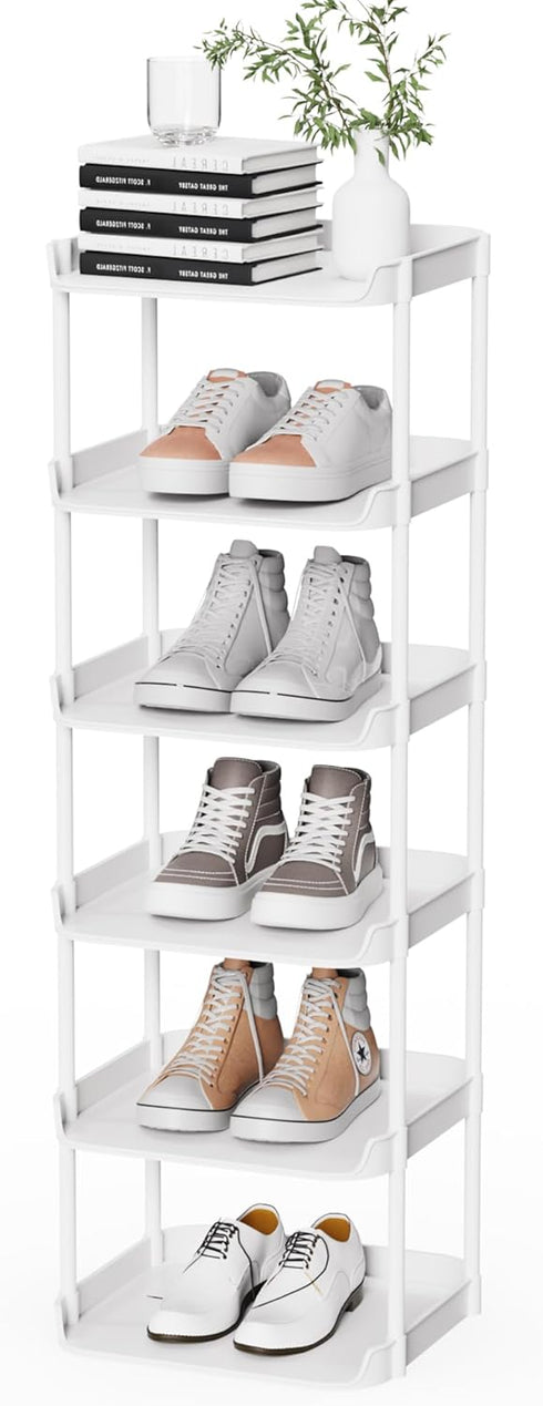 Altdnmaf 6 Tier Narrow Shoe Storage Rack, Compact Single Shoerack Stand for Slim