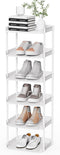 Altdnmaf 6 Tier Narrow Shoe Storage Rack, Compact Single Shoerack Stand for Slim