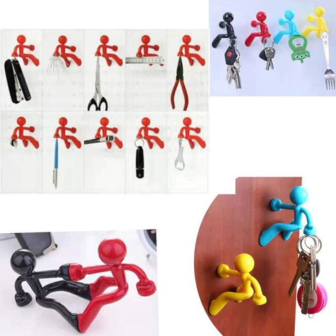 Creative Wall Climbing Villain Refrigerator Magnets, Magnet Key Hanging in Orange, Blue, Red, Green