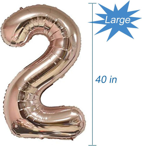 Tellpet Number 2 Balloon, 40 Inch, Rose Gold