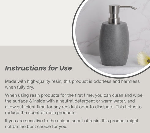 12 Oz, 2 Sets Clasin Home Sandstone Textured Resin Soap Dispenser with Metallic Pump and Waterproof Bottle Labels