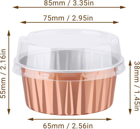 EUSOAR Disposable Ramekins with Lids, 30pcs 5oz Muffin Liners Cups with Lids, Creme Brulee Ramekins, Disposable Aluminum Foil Ramekins Cupcake Baking Cups, Aluminum Foil Cupcake Holder Containers Pan by EUSOAR