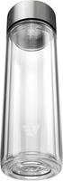 14oz Glass Multi Tea Infuser Bottle - Double Wall Borosilicate Glass Flask | No Plastic Touches Contents | Perfect