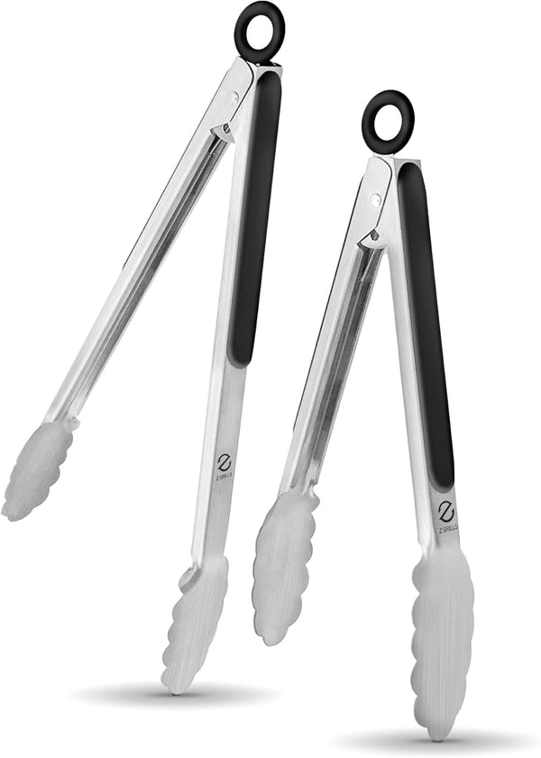 Z GRILLS Stainless Steel Tongs Set, 2 Packs with Heat Resistant Handle for Kitchen and Outdoor Barbeque