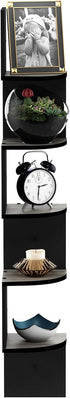 5-Tier Furinno Rossi Wall Mount Floating Corner Shelf, Radial, French Oak Grey/Black