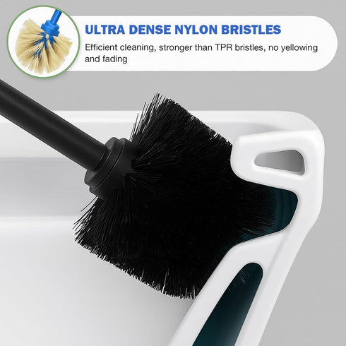 Set: 304 Toilet Brush and Holder Stainless Steel Heavy Duty Toilet Bowl Brush and Holder with Removable Inner Bowl