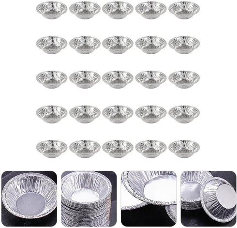 Kichvoe 250pcs Disposable Egg Tart Molds, Round Nonstick Mini Pie Pans, Aluminum Foil Bakeware for Cupcake, 2.7 Inch