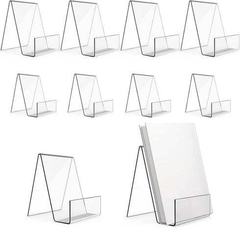 Dicunoy 10PCS Acrylic Book Stands, Clear Display Easel for Picture Album, Brochure, Paperbacks