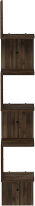 5-Tier Furinno Rossi Wall Mount Floating Corner Square Shelf, Columbia Walnut