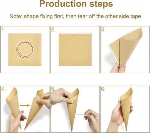 30 Pcs Kraft Paper Confetti Cones, 17x17cm Wedding Confetti Cones