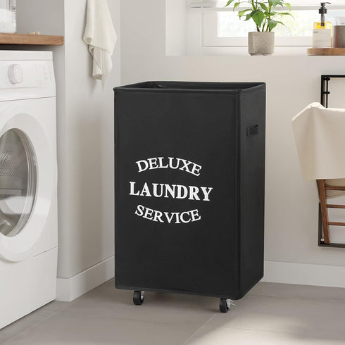 90L WOWLIVE Large Rolling Laundry Basket Wheels Collapsible Tall Laundry Hamper Handle Foldable Dirty Clothing Basket