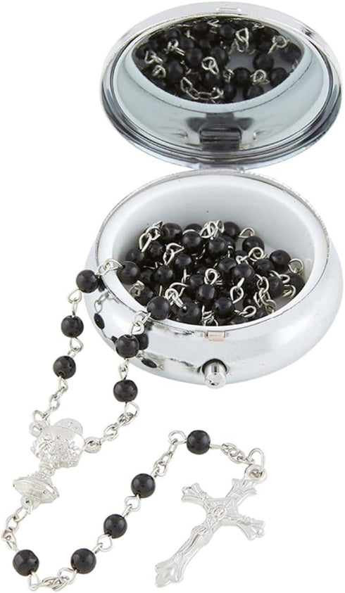 Needzo Boys Black Bread of Life First Communion Rosary Gift Set, 18 Inch with Case