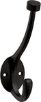 Franklin Brass Pilltop Coat and Hat Wall Hooks (5-Pack) - Double Hooks for Hanging, Matte Black Decorative Hanger