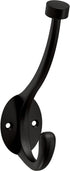 Franklin Brass Pilltop Coat and Hat Wall Hooks (5-Pack) - Double Hooks for Hanging, Matte Black Decorative Hanger