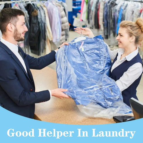BEISHIDA 25pcs 72 Inch Plastic Garment Bags, Clear Dry Cleaning Laundry Bags for Clothes Cover and Storage