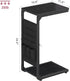 Vovonusy ET-P-BK1 Wood Pedestal Small TV Trays for Eating, C Shaped End Table Storage Bag, Sofa Side Table Couch Desk