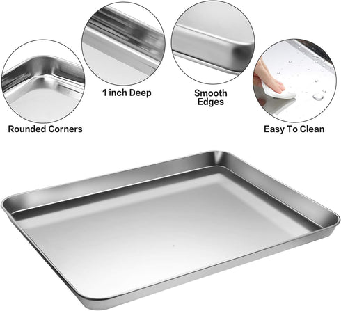 Stainless Steel Baking Sheet Tray with Silicone Baking Mat Set, Cookie Pan with Cooling Rack, Set of 9